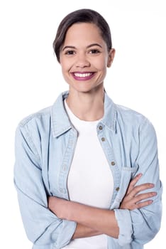 Picture of a smiling girl with crossed arms