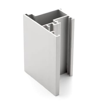 Aluminium profile sample isolated on white background.