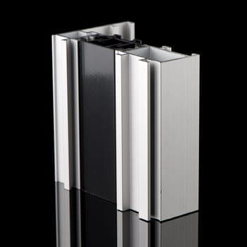 Aluminium profile sample isolated on black background.