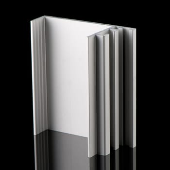 Aluminium profile sample isolated on black background.