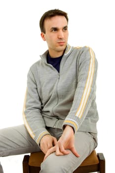studio picture of a casual young man, isolated on white
