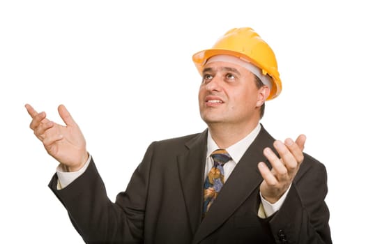 An engineer with yellow hat, isolated on white