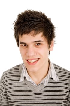 young casual man portrait, isolated on white