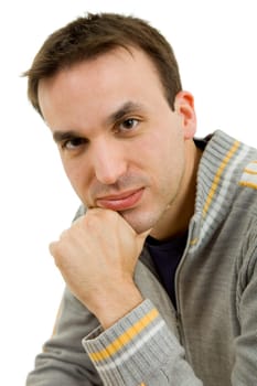 studio picture of a casual young man, isolated on white