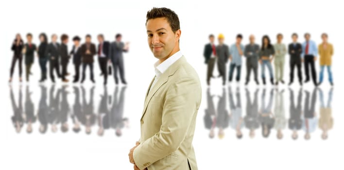 business man in front of a group of people