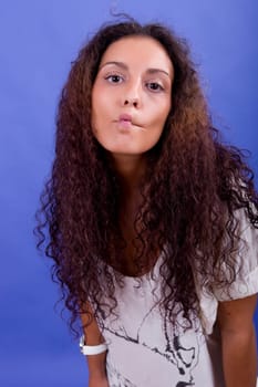 silly young beautiful woman close up portrait