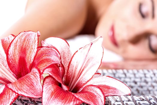 Blurred image of a woman in spa environment