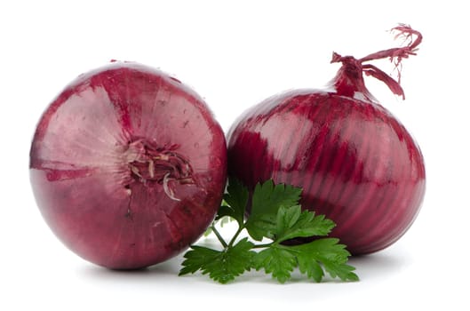 Red onions isolated on white background