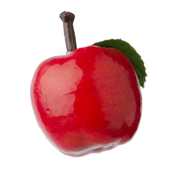 Christmas red apple decoration bauble hanging Isolated on white background.