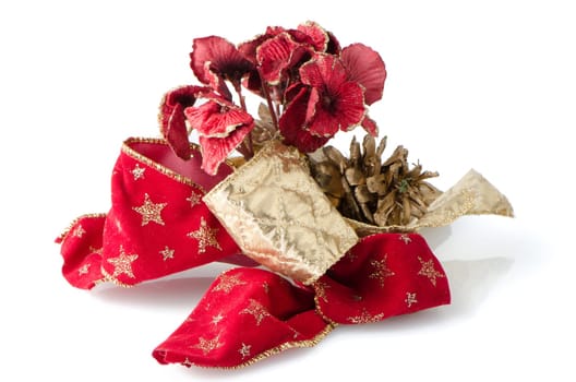 Red Christmas decoration on white background.