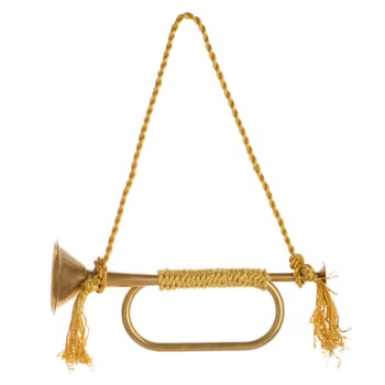 Antique Bugle isolated on white background.