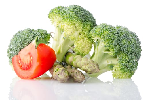Vegetables still life Isolated on white background.