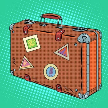 Suitcase traveler Luggage pop art retro style. Travel and tourism