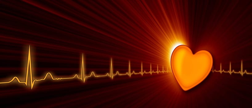 Heart rate with ECG graph on the futuristic medical monitor in the cyberspace. 3D background