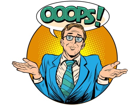 Oops surprised businessman pop art retro style. Business concept error the bad news is a misunderstanding