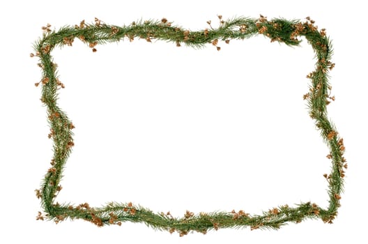 Christmas frame branches decoration isolated on white background.