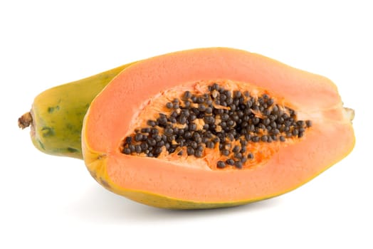 Fresh and tasty papaya on white background.