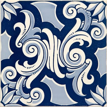 Closeup detail of old Portuguese glazed tiles.