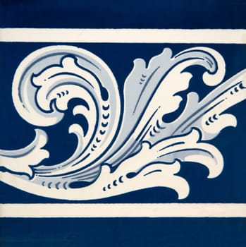 Closeup detail of old Portuguese glazed tiles.