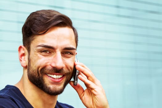 Modern man with smartphone