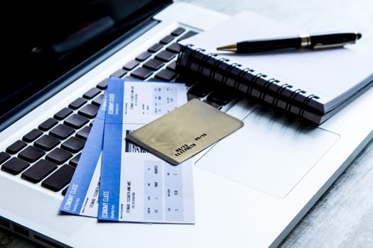 Buying airline tickets on line with a credit card.