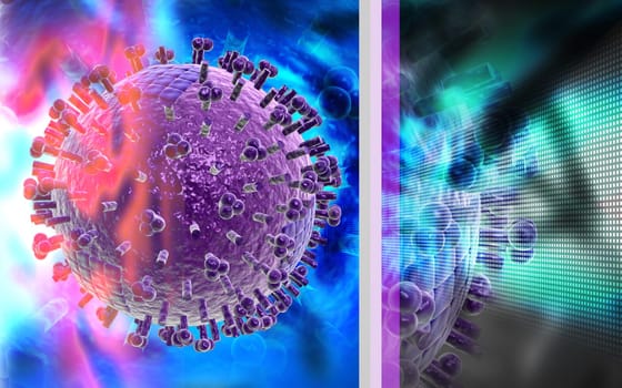 Digital illustration of avian virus in colour background