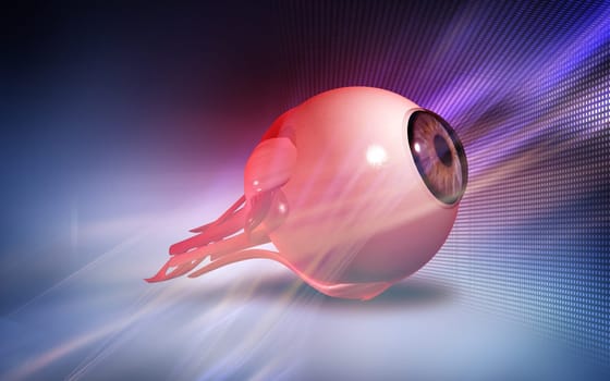 Digital illustration of eye in colour background