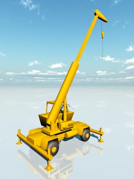 Computer-generated 3D illustration with a construction crane