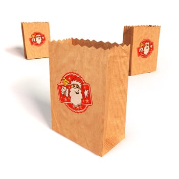 Paper bags with Santa Claus