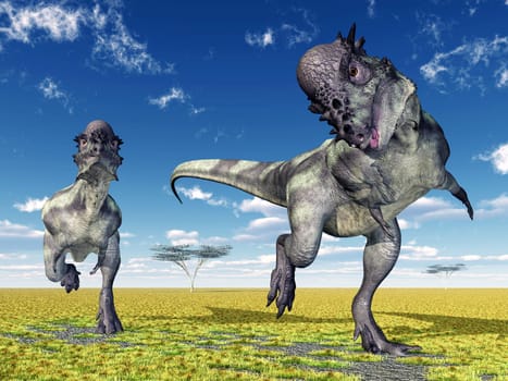 Computer-generated 3D illustration with the dinosaur Pachycephalosaurus