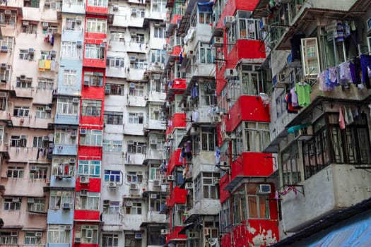 Old apartments in Hong Kong at day