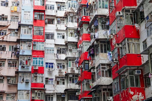 Old apartments in Hong Kong at day