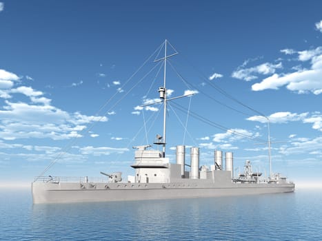 Computer-generated 3D illustration with a British destroyer from World War II