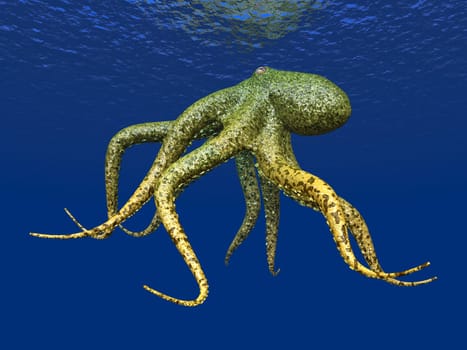 Computer-generated 3D illustration with an octopus