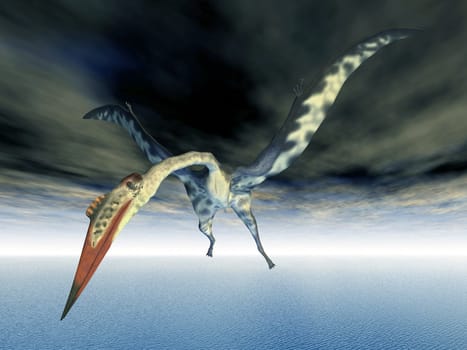 Computer-generated 3D illustration with the flight dinosaur Quetzalcoatlus