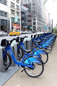 NEW YORK -  SEPTEMBER 02 Public bike dock station