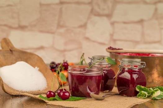 Cook cherry jam