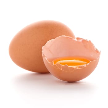 Raw eggs isolated on white background