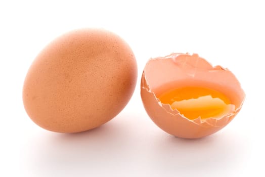 Raw eggs isolated on white background