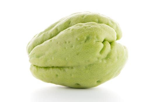 Chayote also known as chow chow and Chu Chu isolated on white.