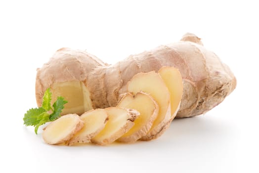 Ginger root isolated on white background.
