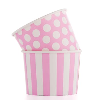 Paper Disposable Cups isolated on white background.