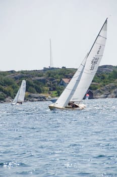 one sail competition on swedish westcoast one lonely boat