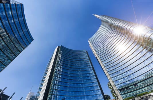 View of the new buildings in the square Gae Aulenti and Corso Como in Porta Nuova area.