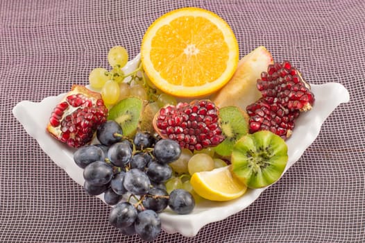 white plate full of various fruit