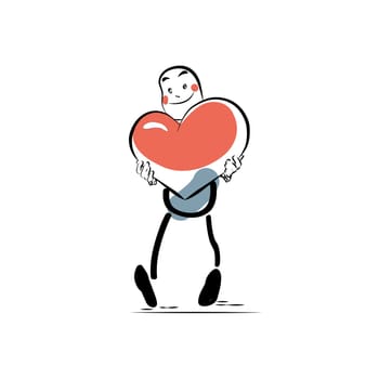 Love male heart Valentine day. Comic book style line art. Romance and relationships. Man character