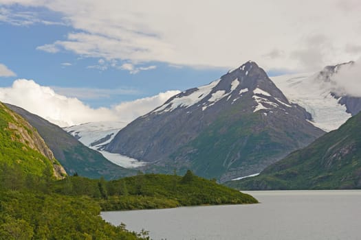 Mountains around the Burns and Portage Glaciers in Alaska