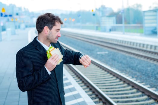 businessman on trip has a fast break