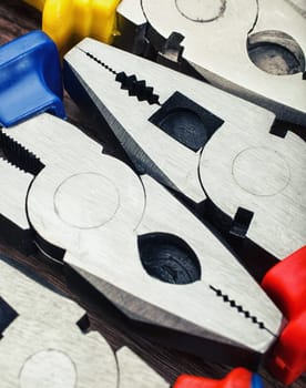 Close up Assorted Hand Work Tool Pliers