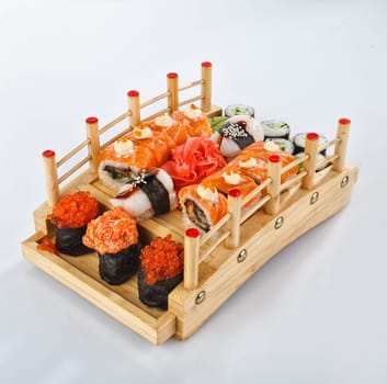 Set of Sushi roll on white  backgraund